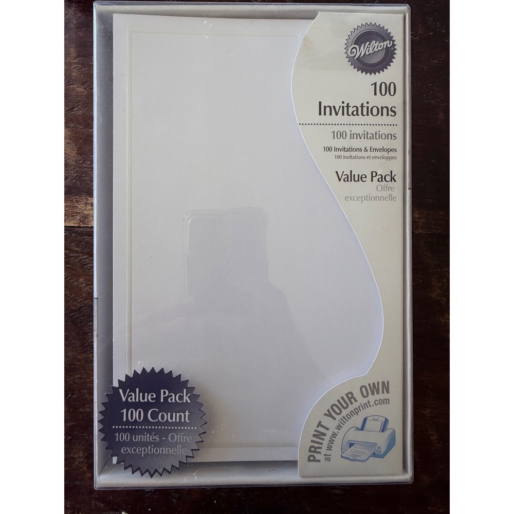 Wilton Invitation Kit 100 Count White New Embossed Border DIY Wedding Classic